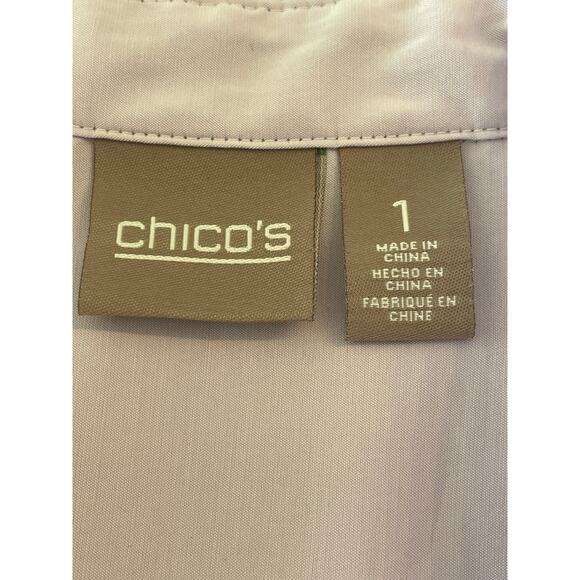 CHICO's Lavender button up roll tab sleeves Chico's 1, med/8 - Picture 4 of 12